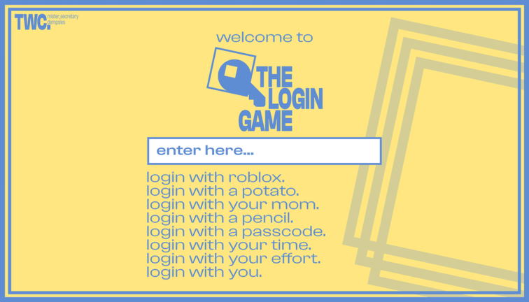 Official yellow and blue cover artwork for The Login Game